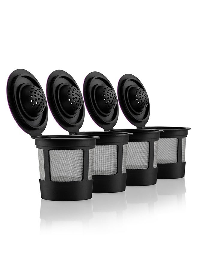 Peachjoy 4 Black Reusable K Cups for Keurig Coffee Makers - BPA Free Universal Fit Refillable Kcups Coffee Filters for 1.0 and 2.0 Keurig Brewers - Image 1