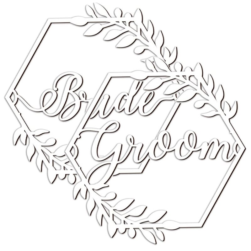 Wedding Chair Decorations White 31 2X30CM Bride Announcement Sign Set - Image 2