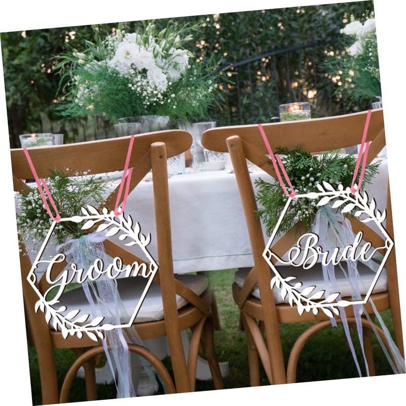 Wedding Chair Decorations White 31 2X30CM Bride Announcement Sign Set - Image 4