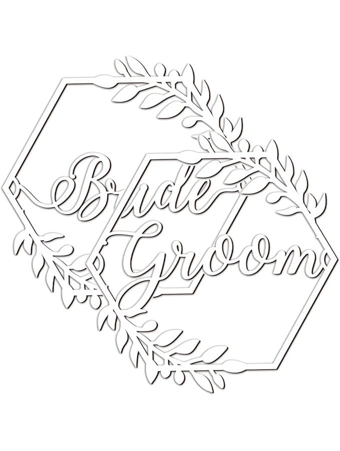 Wedding Chair Decorations White 31 2X30CM Bride Announcement Sign Set - Image 1