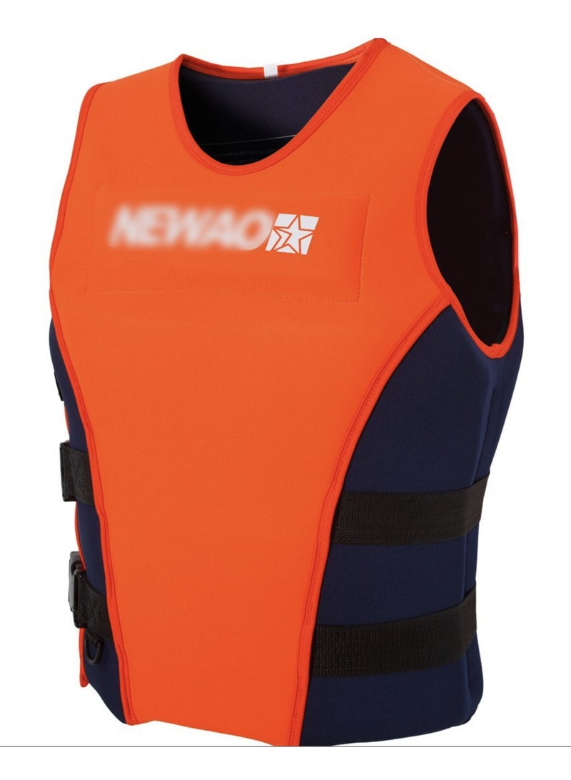 Generic Adult 2-Buckle Dual-Sized Life Vest, Life Jacket for Adults, Great for Boating, Fishing, Tubing, & Other Water Sports, Orange - Image 1