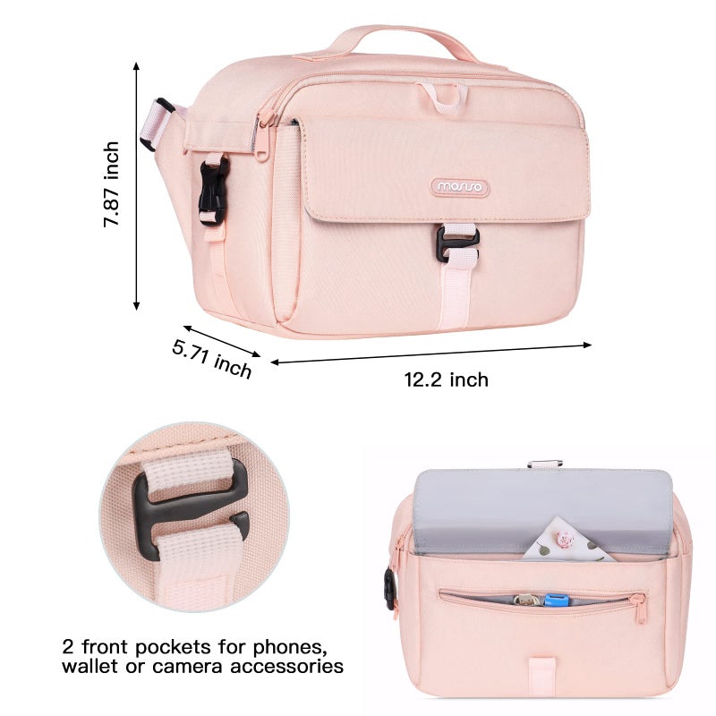 MOSISO Camera Shoulder Bag Case Crossbody Sling Purse, DSLR/SLR/Mirrorless Compact Padded Photography Handbag with Rain Cover Compatible with Canon/Nikon/Sony Cameras and Lenses, Pink - Image 3