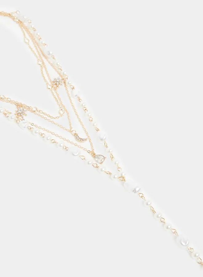 Styli Styli Faux Pearl Trail Long Necklace