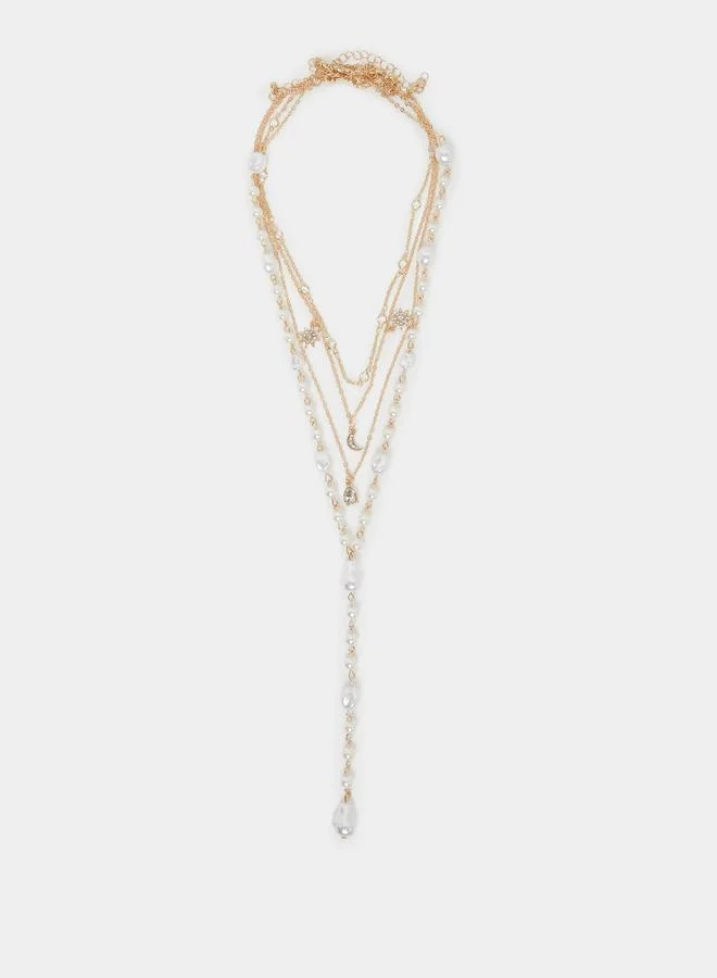 Styli Styli Faux Pearl Trail Long Necklace