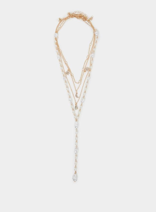 Styli Faux Pearl Trail Long Necklace - Image 1