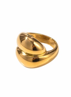 KAAF CREATIONS 18K Gold Plated Stainless Steel, Modern Statement Ring, Chunky Dome Design,  - Image 1