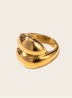 KAAF CREATIONS 18K Gold Plated Stainless Steel, Modern Statement Ring, Chunky Dome Design,  - Image 2