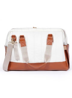Milk&Moo Milk&Moo Tote Diaper Bag, Quilted, Large, for Baby Care, Travel Bag, Hospital Bag, Water Resistant, Vegan Leather, Heat Insulated Pockets, Shoulder Bag, Brown and Beige  - Image 2
