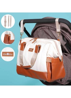 Milk&Moo Milk&Moo Tote Diaper Bag, Quilted, Large, for Baby Care, Travel Bag, Hospital Bag, Water Resistant, Vegan Leather, Heat Insulated Pockets, Shoulder Bag, Brown and Beige  - Image 5