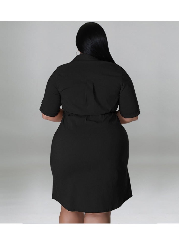 Shougu New Solid Color Short Sleeved Shirt Dress  - Image 3