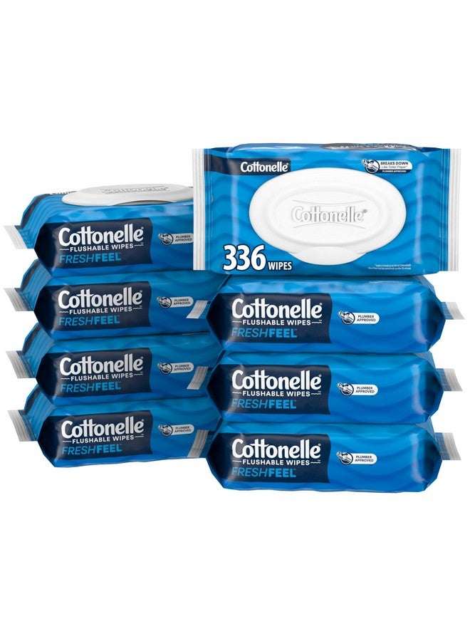 قطونيل مناديل مبللة قابلة للتصريف من فريش فيل، مناديل مبللة للبالغين، 8 عبوات ذات غطاء قابل للطي، 42 منديلًا في العبوة (إجمالي 336 منديلًا)، قد تختلف العبوة - Image 1