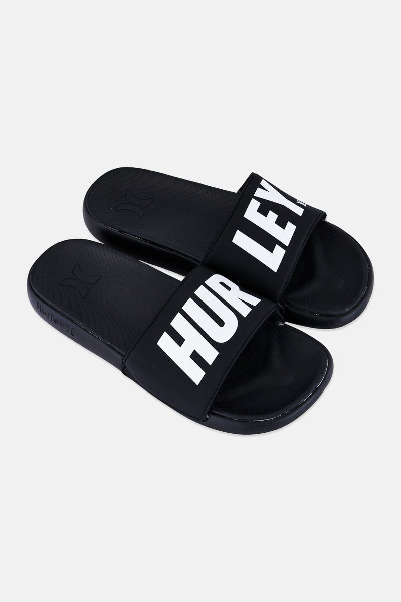 Hurley شباشب للرجال بشعار العلامة التجارية، أسود - Image 2