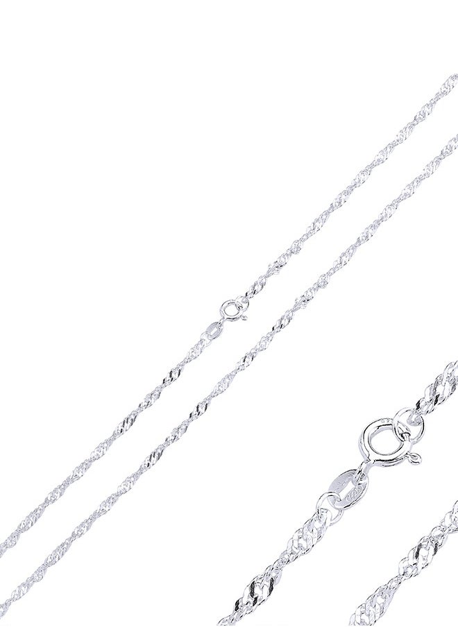 EMNON - 925 Silver-40 Micron Singapore (Twist) Chain Necklace-40cm-High-Quality Jewelry in UAE Dubai 100% Precious Metal Gift-EMNON99NE-CH100416 - Image 1