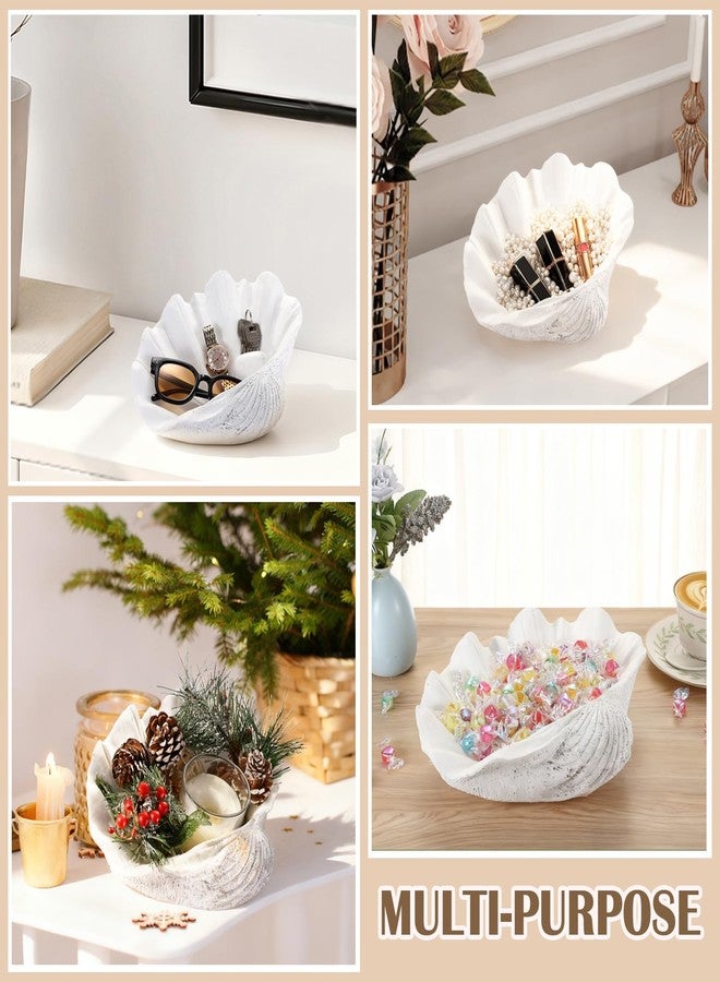 GUSHBIN Resin Seashell Decorative Bowl for Home Decor Key Bowl for Entryway Table Catch All Bowl for Candy Makeup Jewelry Display Holder, White - Image 5