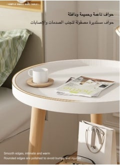 KEVIN Round Coffee Table, Living Room Table with 2-Tier Storage Shelf, 16 Inch Modern Coffee Table With Wooden Frame And Polypropylene Desktop,Easy Assembly, Rustic White,40*40*44cm  - Image 3