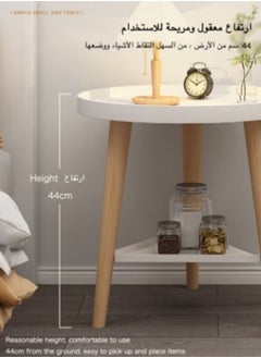 KEVIN Round Coffee Table, Living Room Table with 2-Tier Storage Shelf, 16 Inch Modern Coffee Table With Wooden Frame And Polypropylene Desktop,Easy Assembly, Rustic White,40*40*44cm  - Image 5
