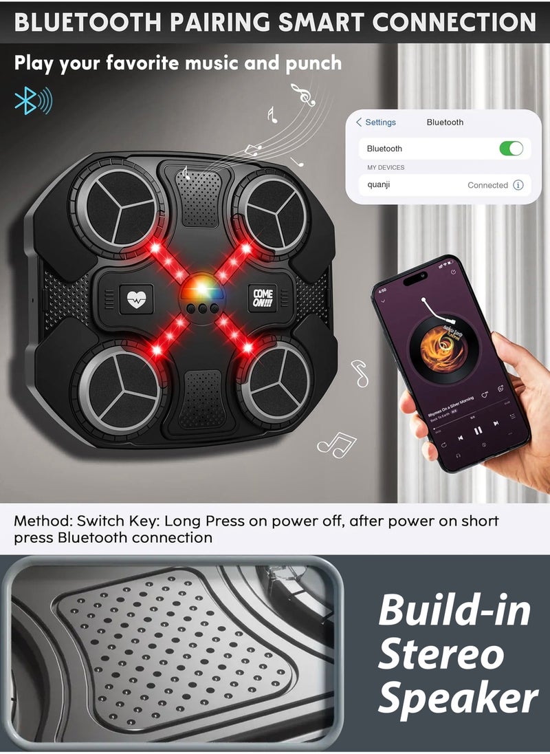 JAJEEK Kids Music Boxing Machine with Bluetooth – Adjustable Height, 3 Reaction Training Modes, Interactive Punching Pad for Boys & Girls Ages 3-14, Wall Mounted Fitness Trainer, EVA Foam Area, Gloves & Velcro Included - Image 3