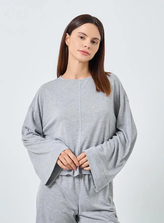 ستايلي طقم بيجاما من تيشيرت واسع وبنطال فضفاض