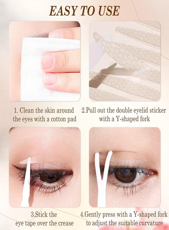 EKIND 150 Pcs Double Eyelid Lift Strips, with Forked Rods and Tweezers, Eyelid Tape for Waterproof,Invisible Lace Mesh,Thick Eyelids Swollen Single, Big Eye Effect(L Power Edition - Image 3