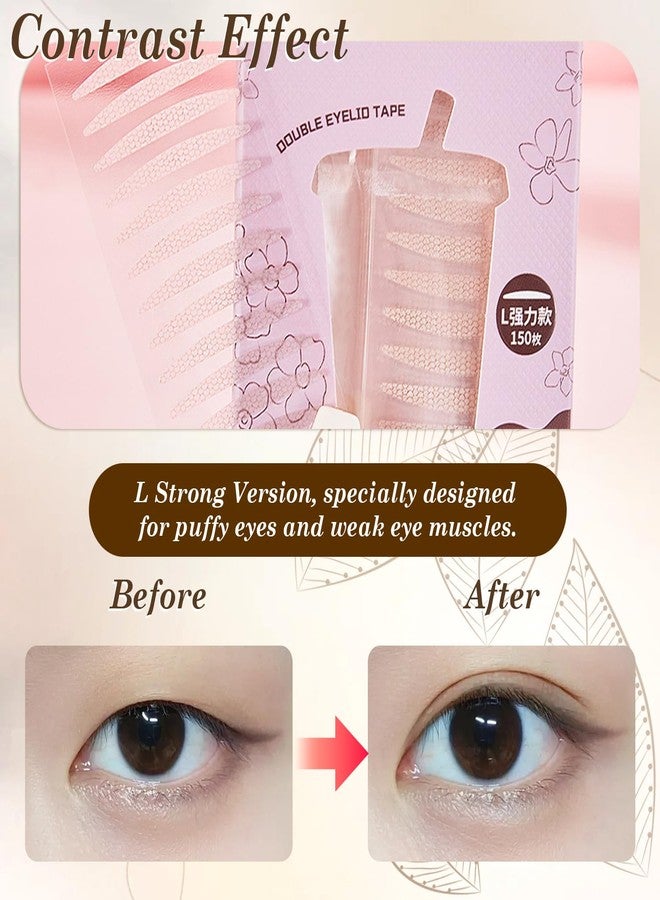 EKIND 150 Pcs Double Eyelid Lift Strips, with Forked Rods and Tweezers, Eyelid Tape for Waterproof,Invisible Lace Mesh,Thick Eyelids Swollen Single, Big Eye Effect(L Power Edition - Image 4