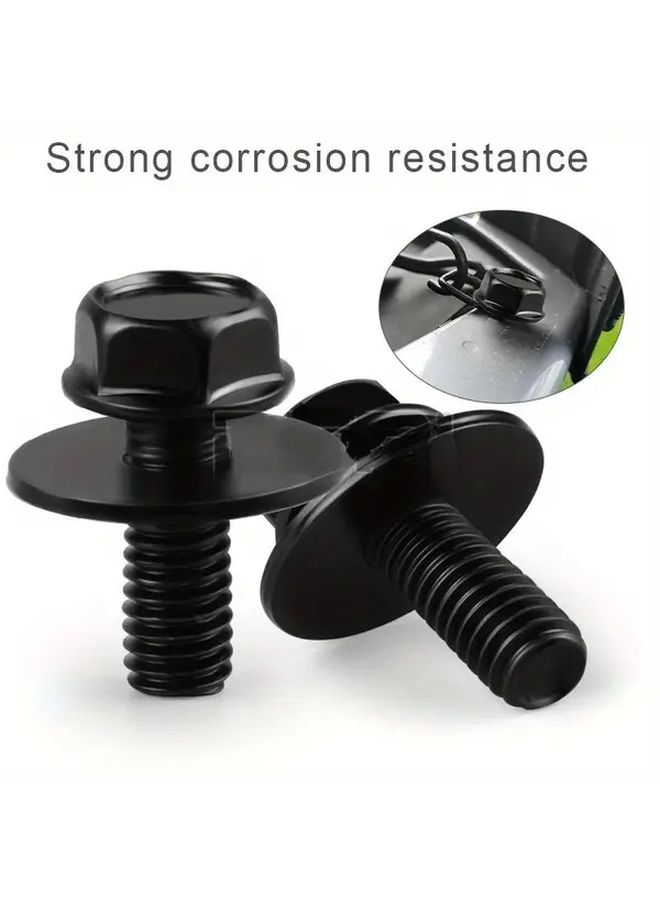 10pcs Black M6 Car Body Bolts Nuts 1 0x16mm 10mm Hex 17mm Washer Durable Metal - Image 5