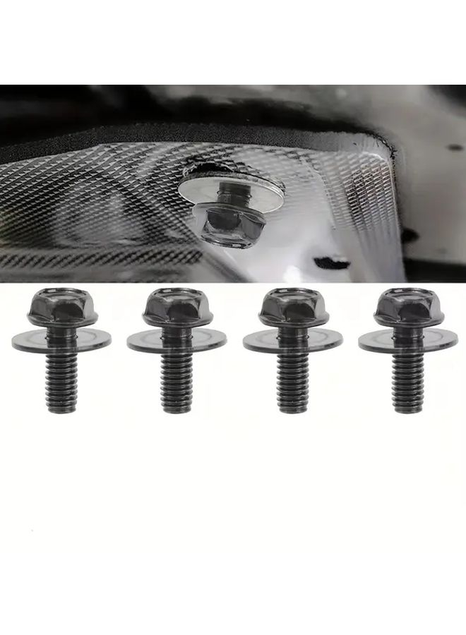 10pcs Black M6 Car Body Bolts Nuts 1 0x16mm 10mm Hex 17mm Washer Durable Metal - Image 4