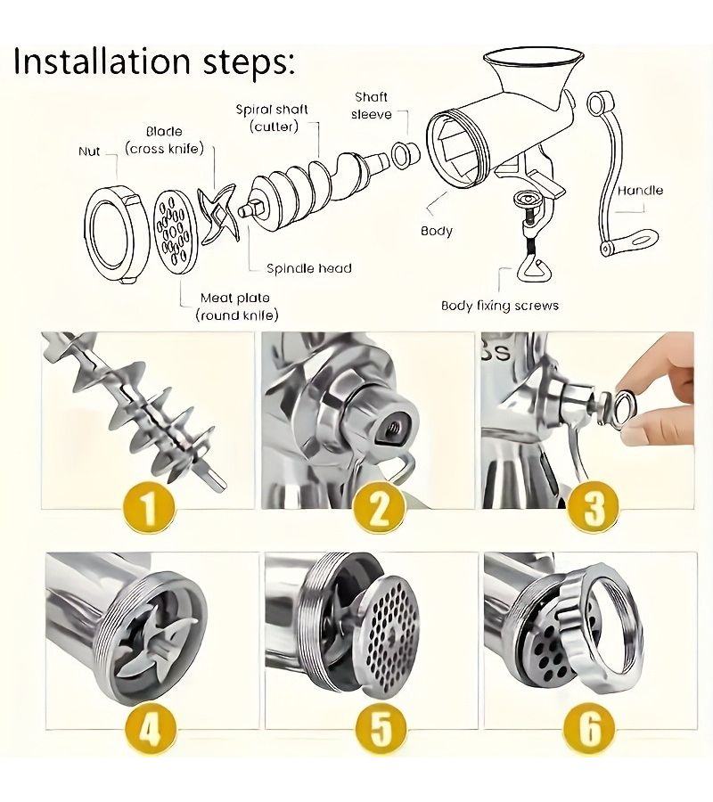 2026 Upgraded Stainless Steel Manual Meat Grinder Heavy Duty Hand Crank With Desktop Clamp For Home And Commercial Use - Image 5
