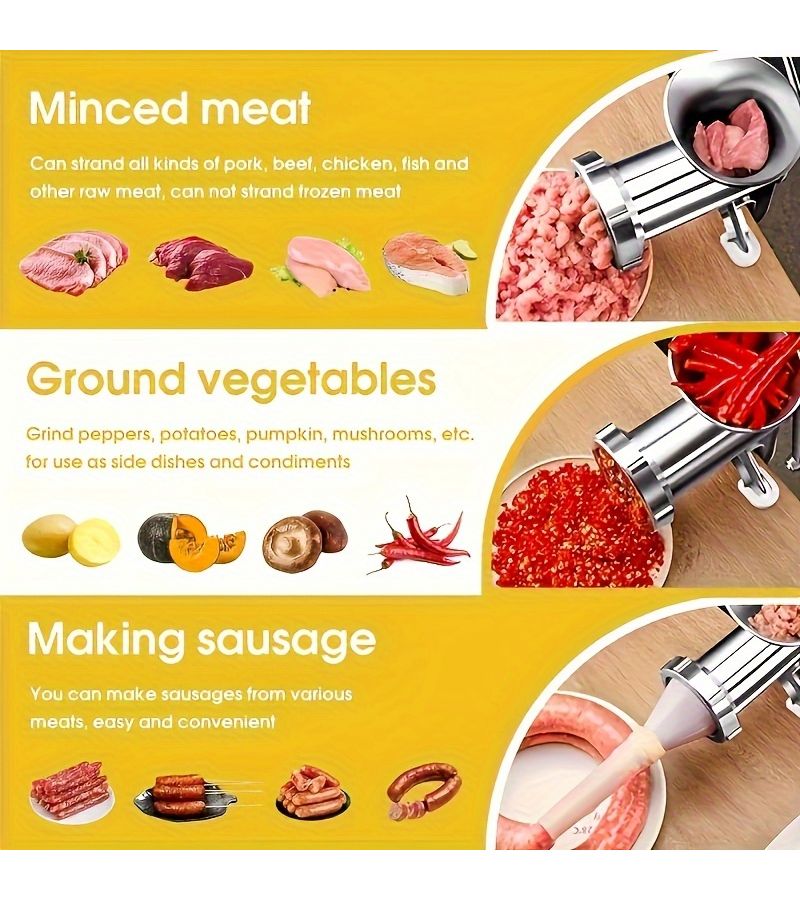2026 Upgraded Stainless Steel Manual Meat Grinder Heavy Duty Hand Crank With Desktop Clamp For Home And Commercial Use - Image 4