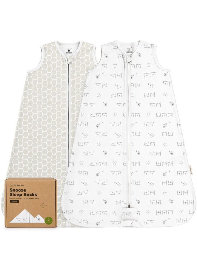 KeaBabies 2-Pack Baby Sleep Sacks,Zipper Wearable Blanket - 0.5TOG Organic Cotton,Lightweight,Soft Cozy Toddler Sleeping Sack 6-12 months, Easy to Wear Large Newborn Transition Swaddles Sleepsacks (BumbleBear) - Image 1