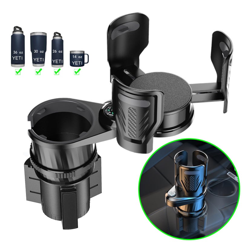 KUPAO Multifunctional 2 in 1 Cup Holder Expander for carï¼ŒDualCup Holder Extender with Adjustable Base,Fits Yeti, Hydro Flask, Nalgene, Large 10/40 oz. Bottles & Big Drinks,Travel Cup - Image 1