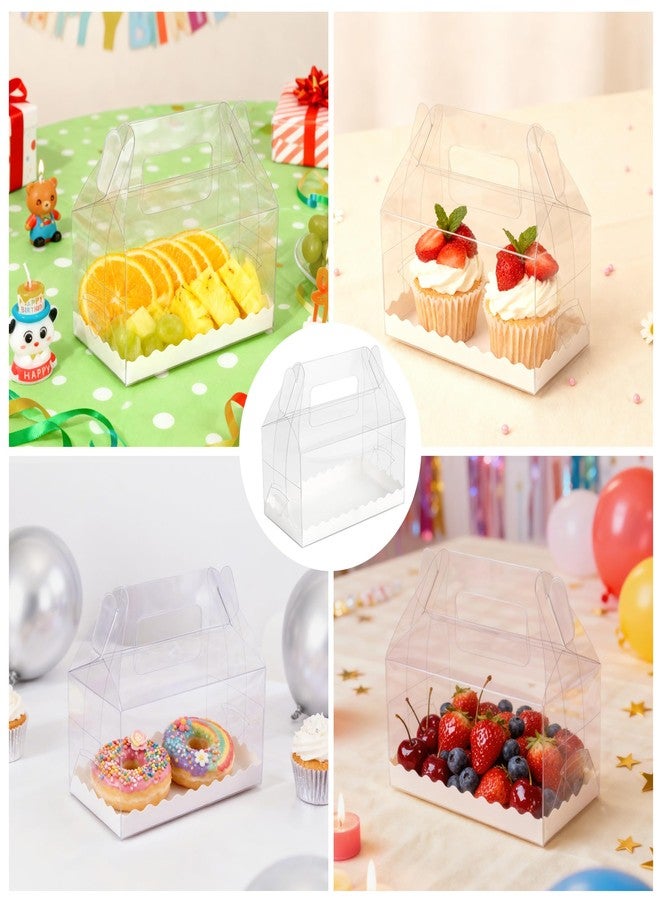 Axigundaone 30 Pcs Clear Gable Gift Boxes, Plastic Bakery Box with Handles, Clear Gable Containers for Dessert Cookies (6.7 x 3.5 x 3.5 Inch) - Image 5