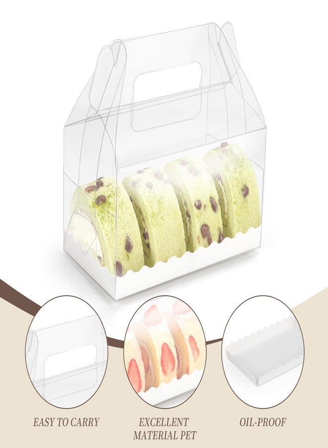 Axigundaone 30 Pcs Clear Gable Gift Boxes, Plastic Bakery Box with Handles, Clear Gable Containers for Dessert Cookies (6.7 x 3.5 x 3.5 Inch) - Image 3