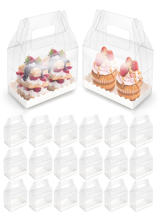Axigundaone 30 Pcs Clear Gable Gift Boxes, Plastic Bakery Box with Handles, Clear Gable Containers for Dessert Cookies (6.7 x 3.5 x 3.5 Inch) - Image 1