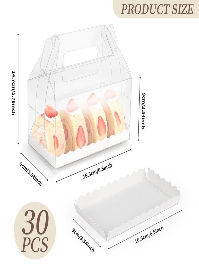 Axigundaone 30 Pcs Clear Gable Gift Boxes, Plastic Bakery Box with Handles, Clear Gable Containers for Dessert Cookies (6.7 x 3.5 x 3.5 Inch) - Image 2