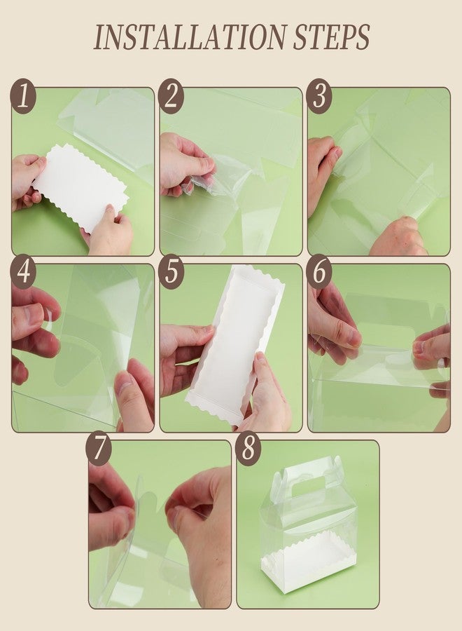 Axigundaone 30 Pcs Clear Gable Gift Boxes, Plastic Bakery Box with Handles, Clear Gable Containers for Dessert Cookies (6.7 x 3.5 x 3.5 Inch) - Image 4