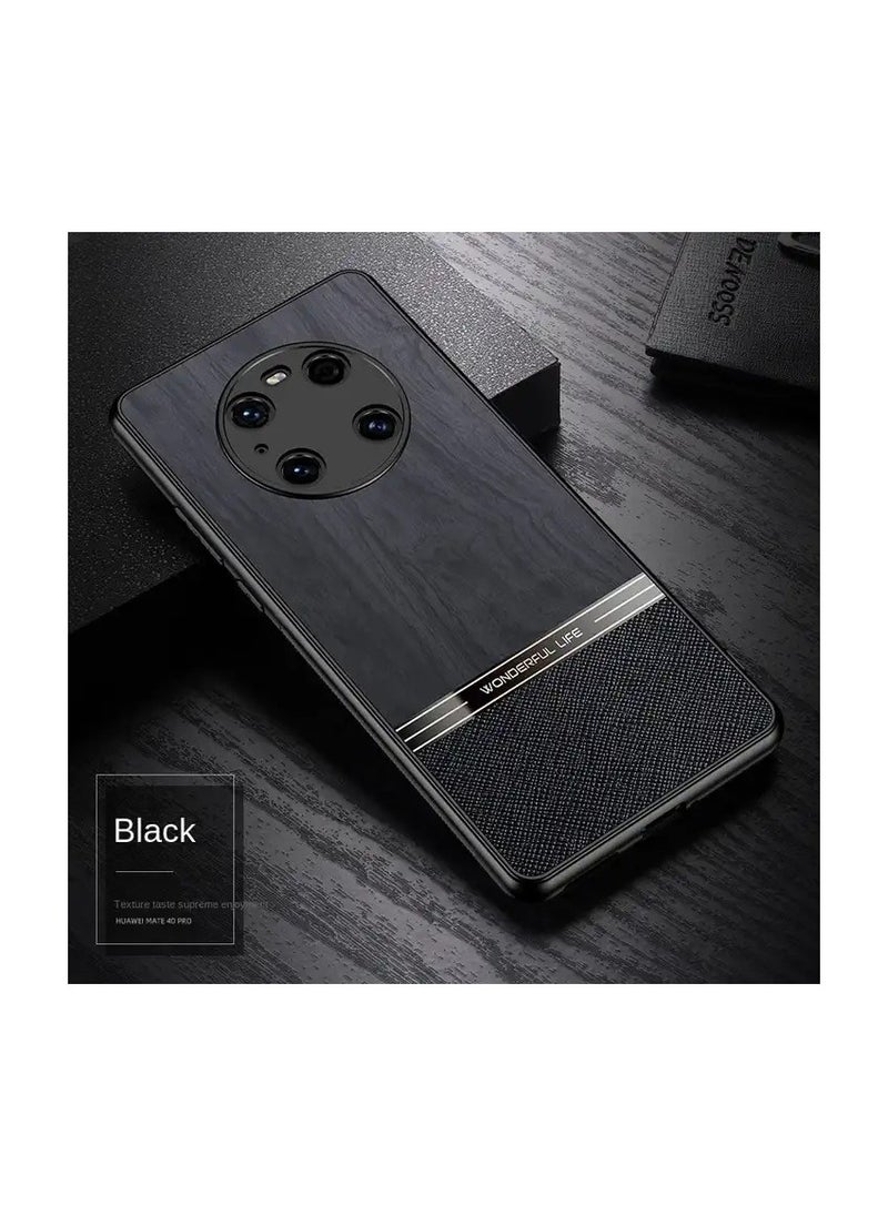 Generic Elmo3ezz Shockproof Wood Grain Skin PU and TPU Shockproof Luxury Phone Case for Samsung Galaxy Note 20 ultra (Black)  - Image 3