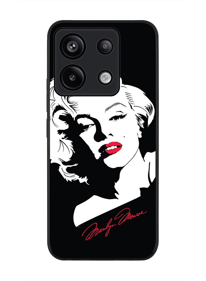 Stylizedd حافظة حواف سوداء متينة لهاتف Xiaomi Redmi Note 13 Pro 5G، حافظة رفيعة مرنة مضادة للسقوط من TPU جل رقيق - مارلين مونرو - Image 1