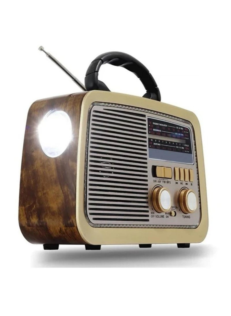 Denx Portable Hi-Fi Radio 3 Channels Fm - Am - Sw Gold/Brown/Black Bluetooth Aux Tf Card Usb Flash Disk Solar Charging  - Image 2