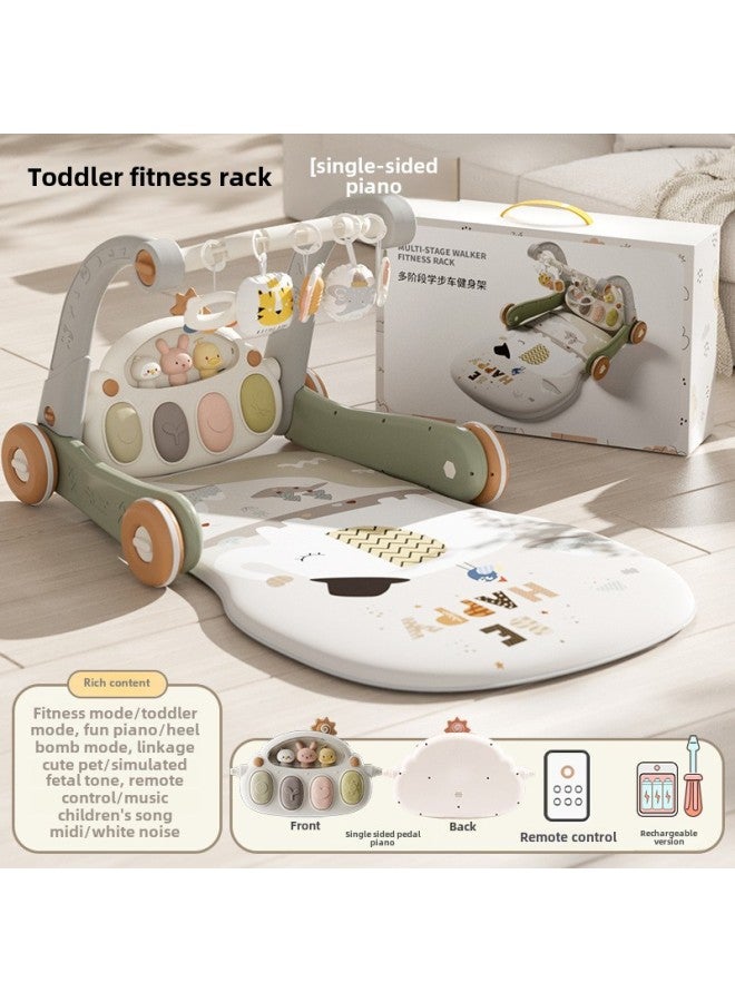 Baby Pedal Piano Trolley Fitness Rack Baby Educational Early Education Toys Newborn Fitness Toys Gift Box-Color:Remote Control Version [single-sided Piano] Bud Gray Rechargeable Battery Screwdriver  - Image 1