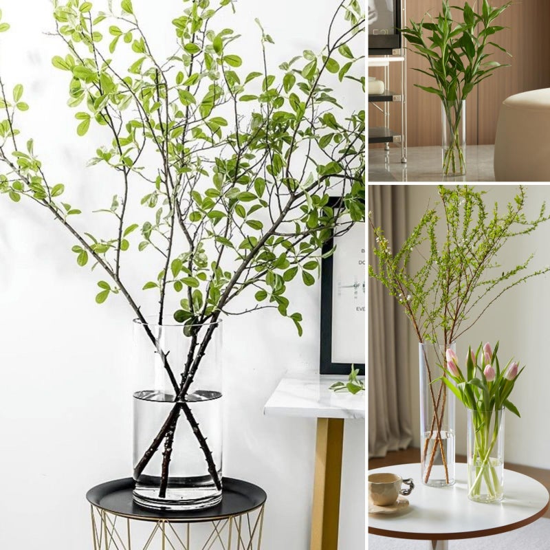 Liotww 4 Pcs Acrylic Clear Cylinder Flower Vase for Plants Bouquet, Unbreakable Hurricane Tall Large Plastic Vases for Wedding Decor, High Hydroponic Floor Vase (H 10" + H 12" 2 Each No Flowers) - Image 4