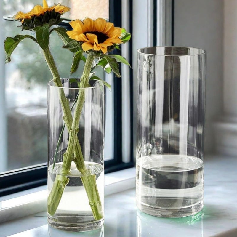 Liotww 4 Pcs Acrylic Clear Cylinder Flower Vase for Plants Bouquet, Unbreakable Hurricane Tall Large Plastic Vases for Wedding Decor, High Hydroponic Floor Vase (H 10" + H 12" 2 Each No Flowers) - Image 5