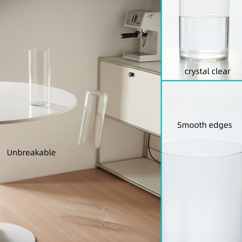 Liotww 4 Pcs Acrylic Clear Cylinder Flower Vase for Plants Bouquet, Unbreakable Hurricane Tall Large Plastic Vases for Wedding Decor, High Hydroponic Floor Vase (H 10" + H 12" 2 Each No Flowers) - Image 2