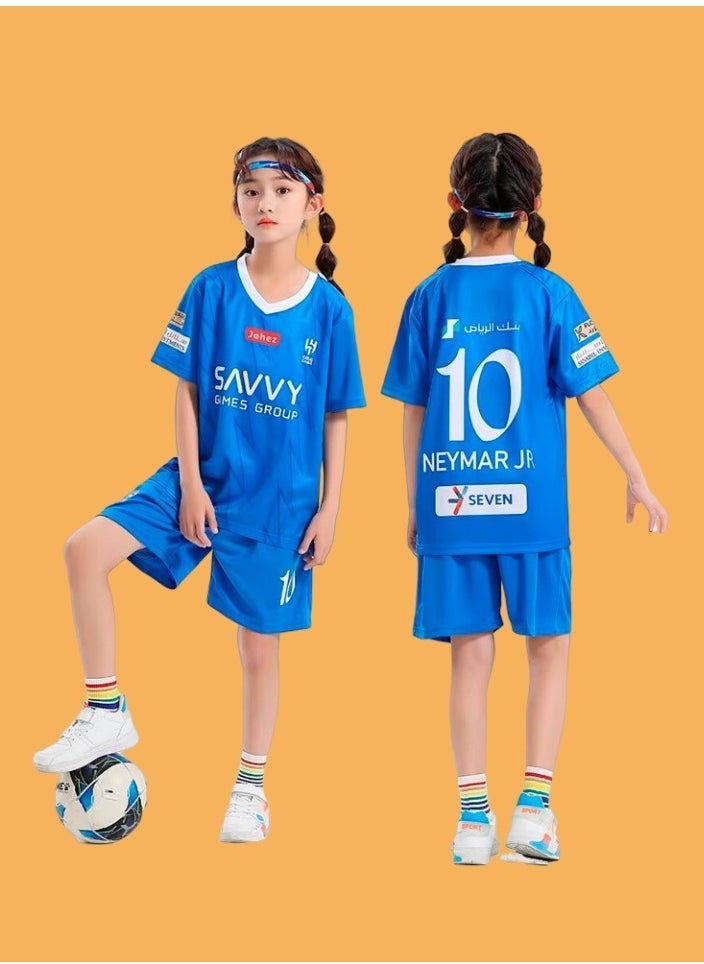 M MIAOYAN Neymar Riyadh Crescent No. 10 Jersey Children's Football Jersey Set Game Training Jersey  - Image 1