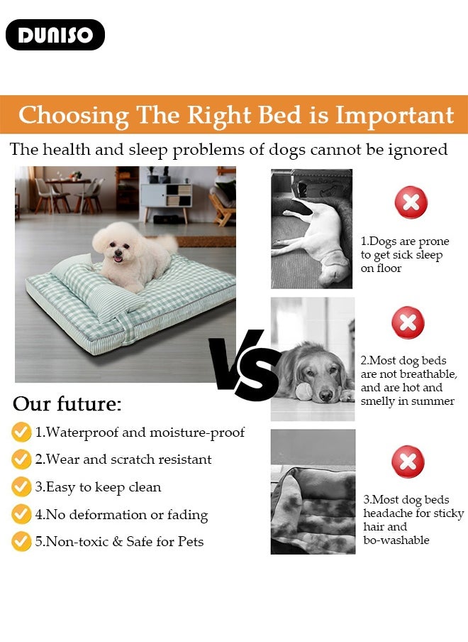 DUNISO Ultra Comfortable Cooling Pet Beds, Pet Cot, Puppy Beds Lounger with Removable Washable Cover and Non-Slip Bottom, Puppy Sleeping Mattress with Heavy Fillers Pad Cushion, Dog Beds with Removable Soft Pillow, Kennel Cot for Small, Medium and Big Dogs  - Image 5