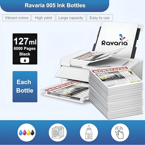 Ravaria 005 Black Ink for Epson M1050 M1100 M1120 M1140 M1170 M1180 M2050 M2110 M2120 M2140 M2170 M3140 M3170 M3180 (005 Black Ink 2 Pcs Pack) - Image 3