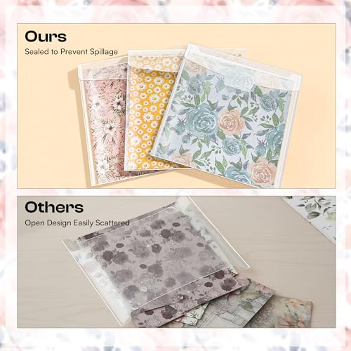 Csyidio 20 PCS 6x6inch Scrapbook Paper Storage with Lid, Clear Plastic Sleeves with 24 Label Stickers, Paper Storage Organizer for Scrapbook, Cardstock, Origami Paper, Cookie Stencil - Image 3