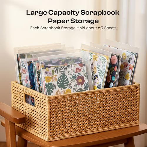 Csyidio 20 PCS 6x6inch Scrapbook Paper Storage with Lid, Clear Plastic Sleeves with 24 Label Stickers, Paper Storage Organizer for Scrapbook, Cardstock, Origami Paper, Cookie Stencil - Image 2