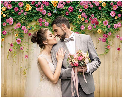 WOLADA Spring Flower Wall Backdrop Colorful Roses with Butterflies Background Ideal for Spring Photo Shoots Wedding Bridal Shower Garden Themed Parties Studio Props 10x10FT 8909 - Image 3