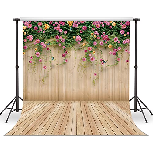 WOLADA Spring Flower Wall Backdrop Colorful Roses with Butterflies Background Ideal for Spring Photo Shoots Wedding Bridal Shower Garden Themed Parties Studio Props 10x10FT 8909 - Image 1