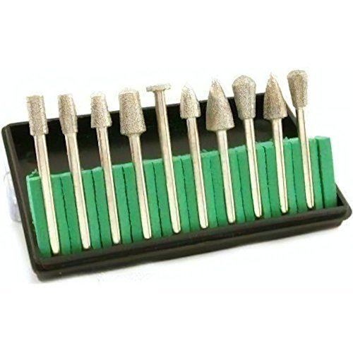 FindingKing 10 Diamond Burs Lapidary Rock Grinding Tool - Image 1